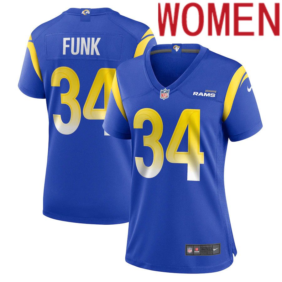 Women Los Angeles Rams 34 Jake Funk Nike Royal Game Player NFL Jersey